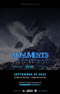MONUMENTS – Starlite Room Edmonton – September 9 2022 